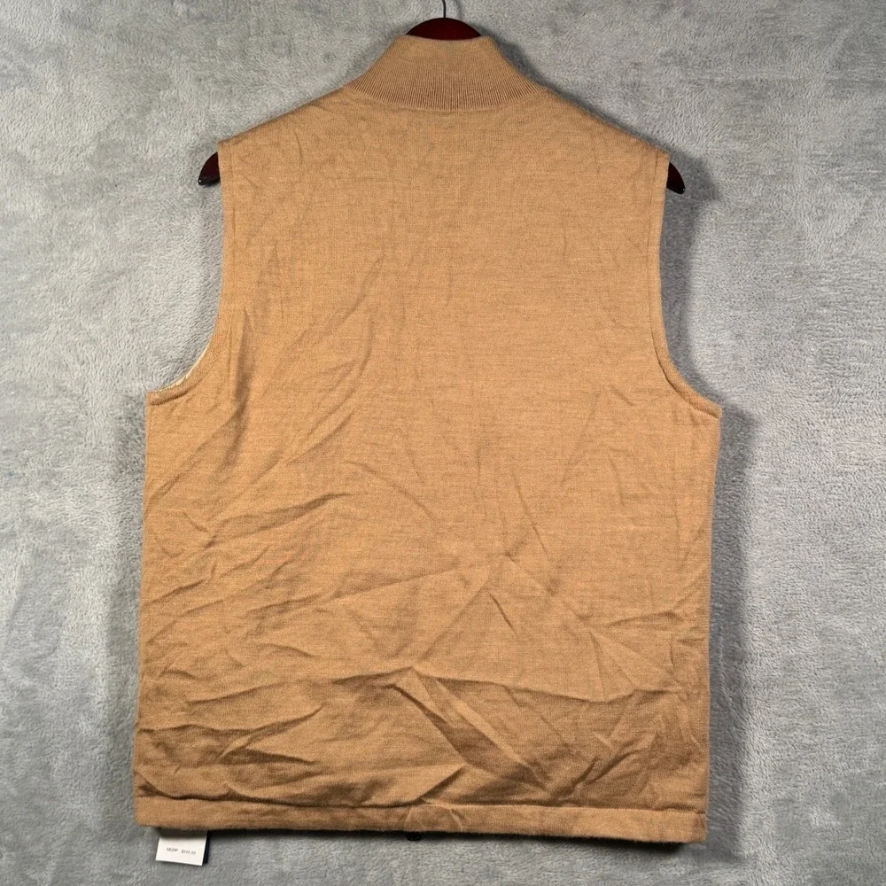 Ralph Lauren Vest Mens M Camel Reversible Hybrid Performance Wool Full Zip $248*